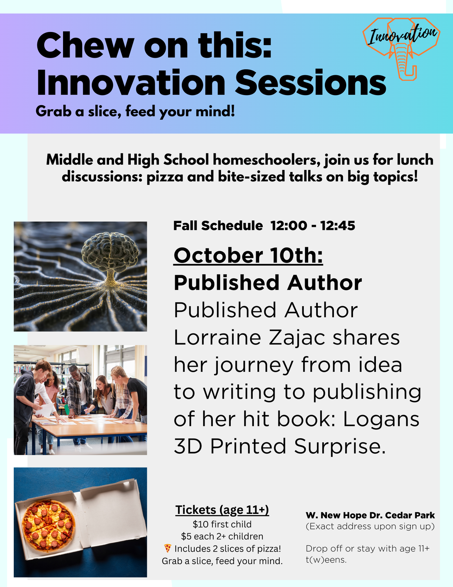 Innovation Sessions: 10/10 Published Author SIBLING TICKET