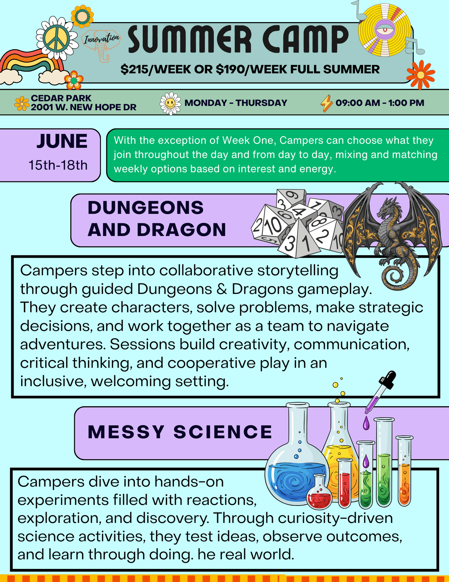 Camp June 15th-18th (DnD and/or Messy Science)