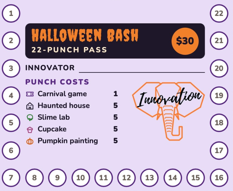 Halloween Bash 22 Punch Card